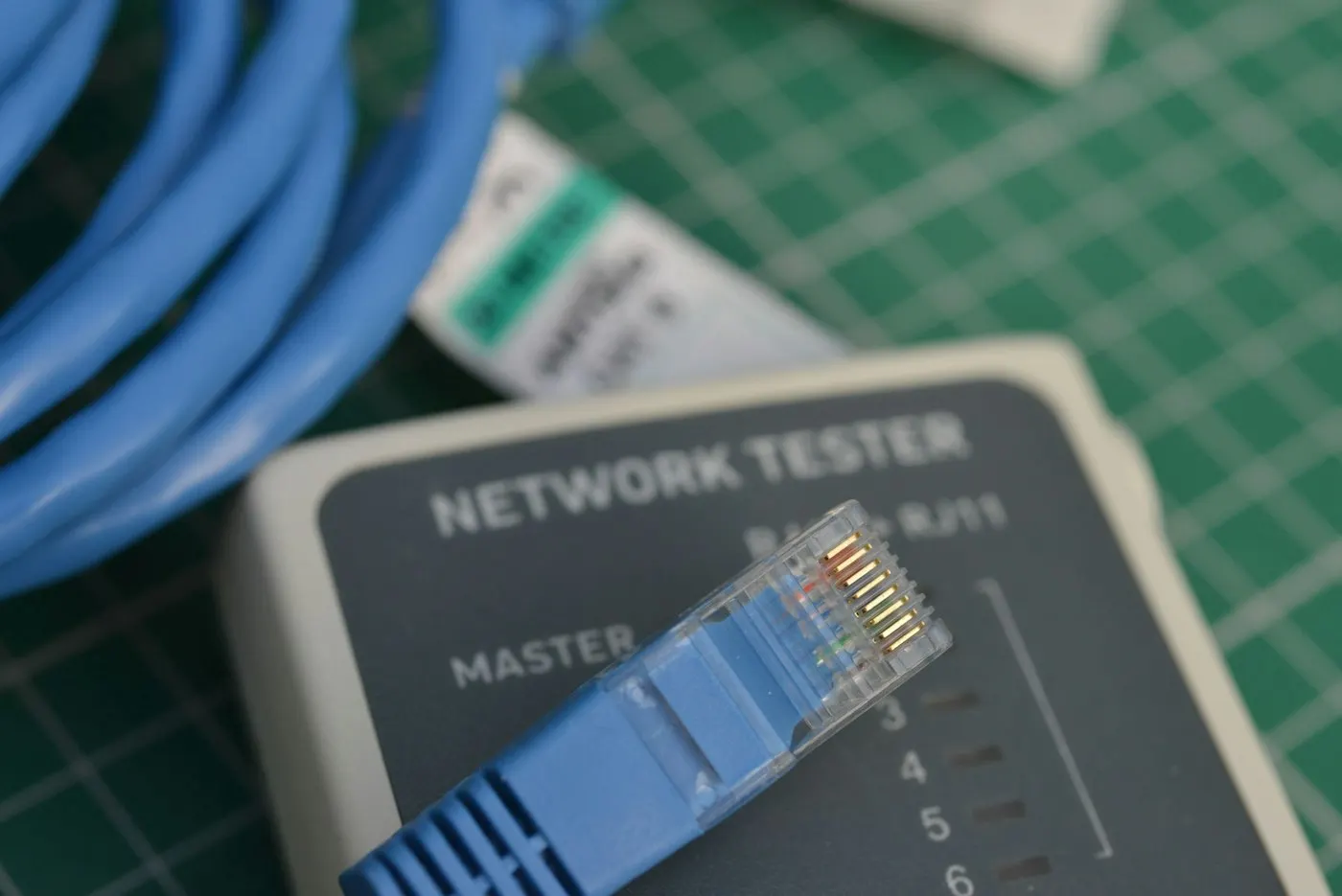 Bundled ethernet and fiber cables inside a server cabinet