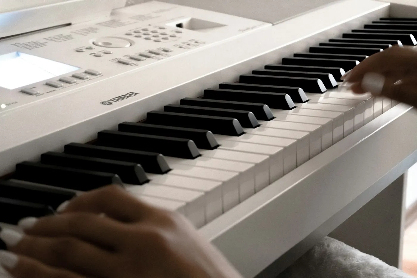 Close-up of hands typing on a keyboard