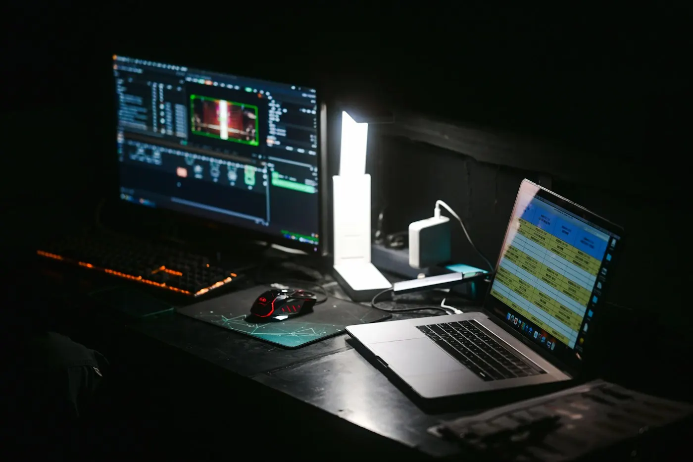 IT administrator working at a desk with multiple monitors