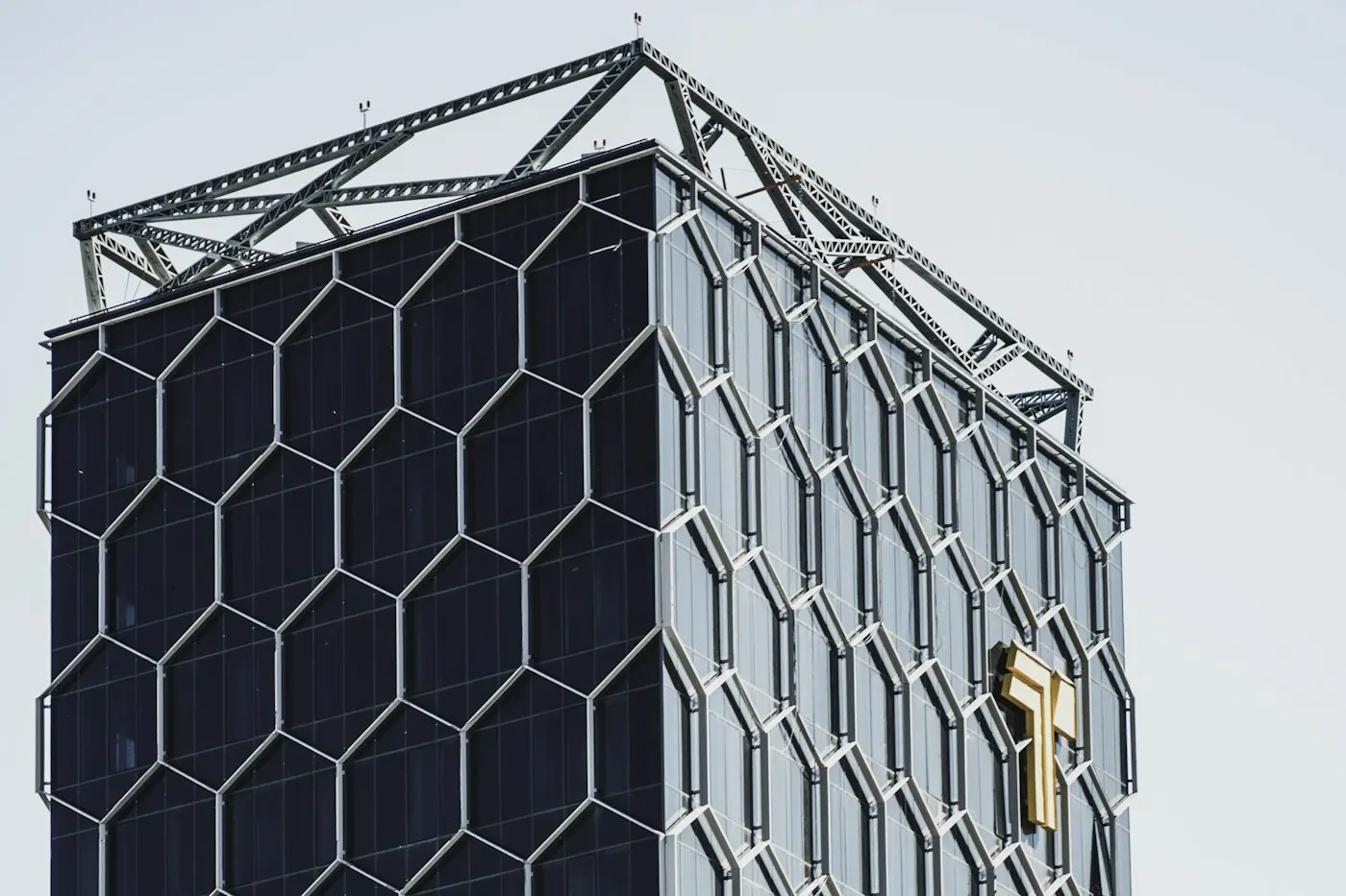 Exterior view of a glass corporate office skyscraper