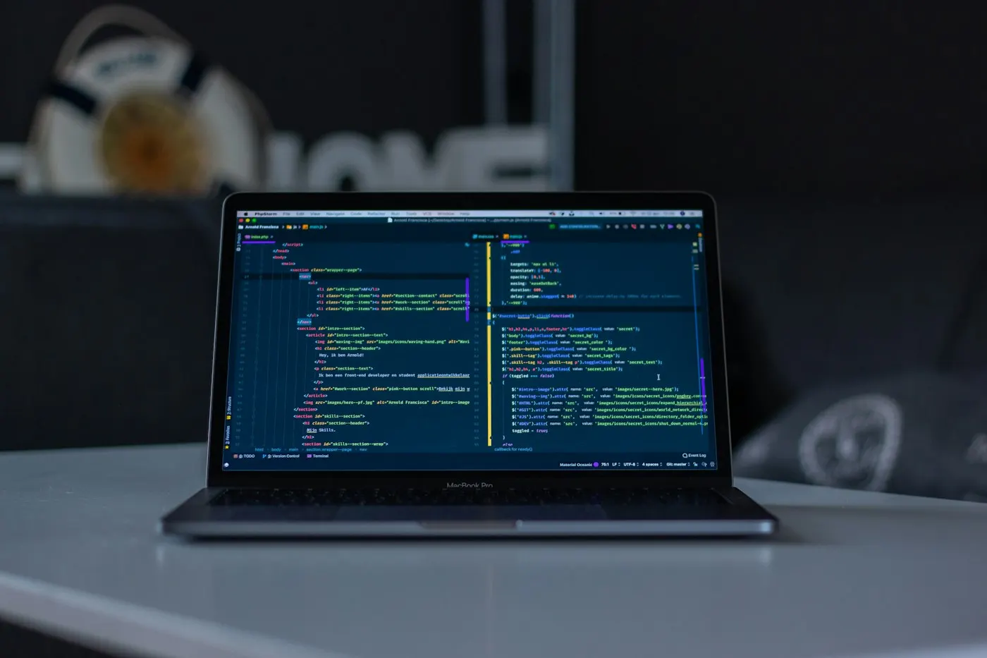 Close-up of lines of code on a laptop screen