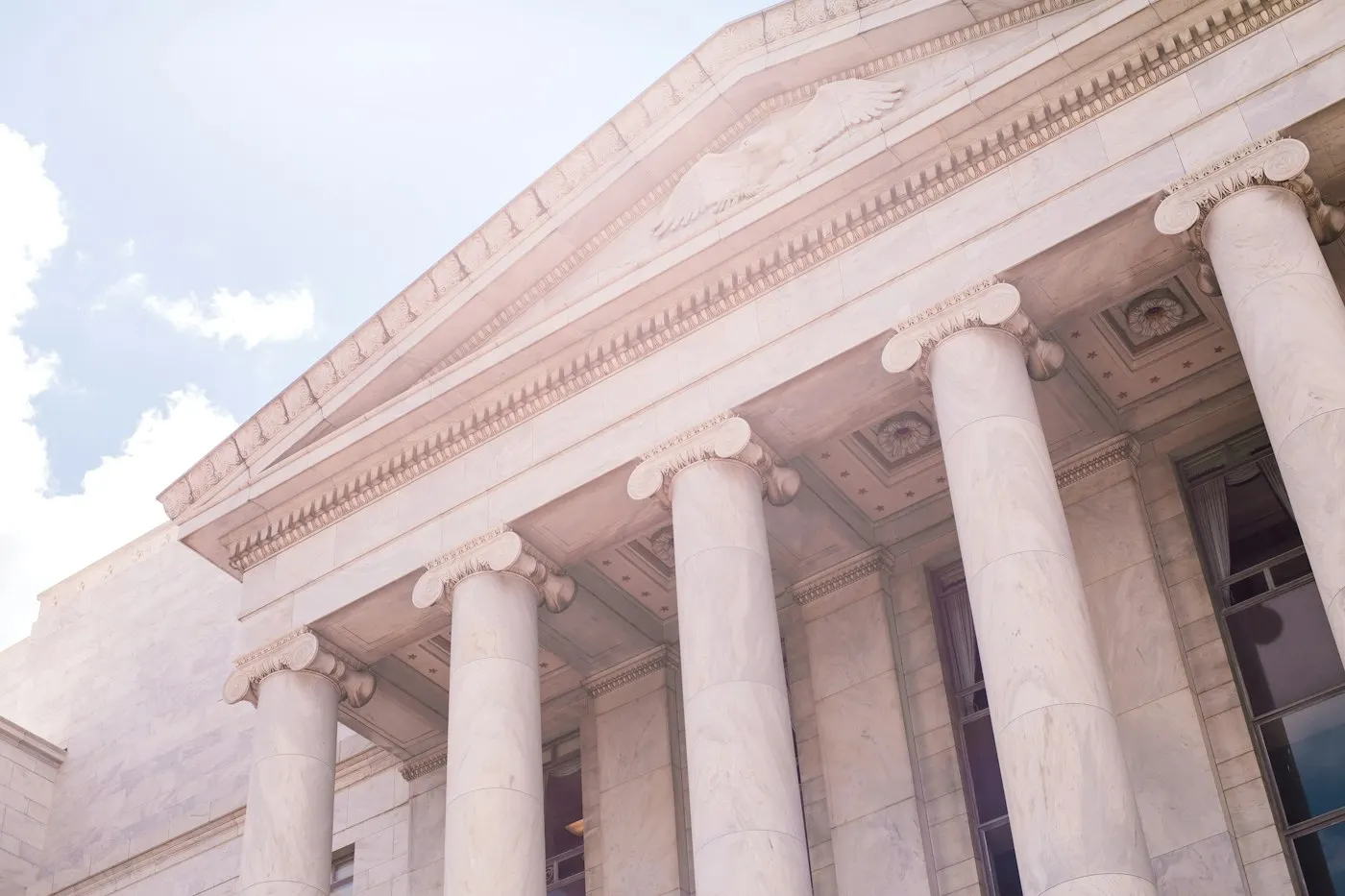 Close-up of classical government building columns