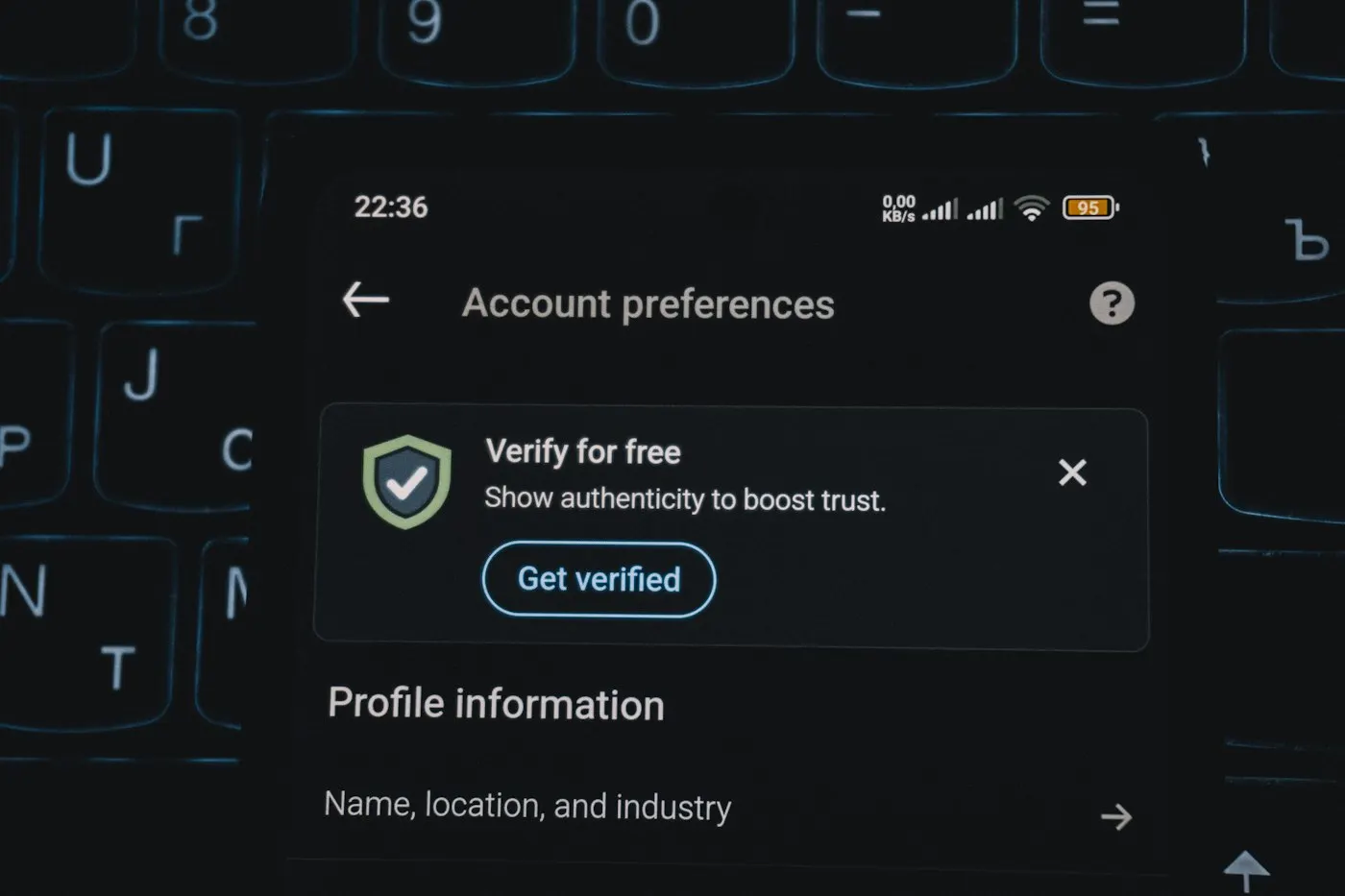 Smartphone showing an app lock screen