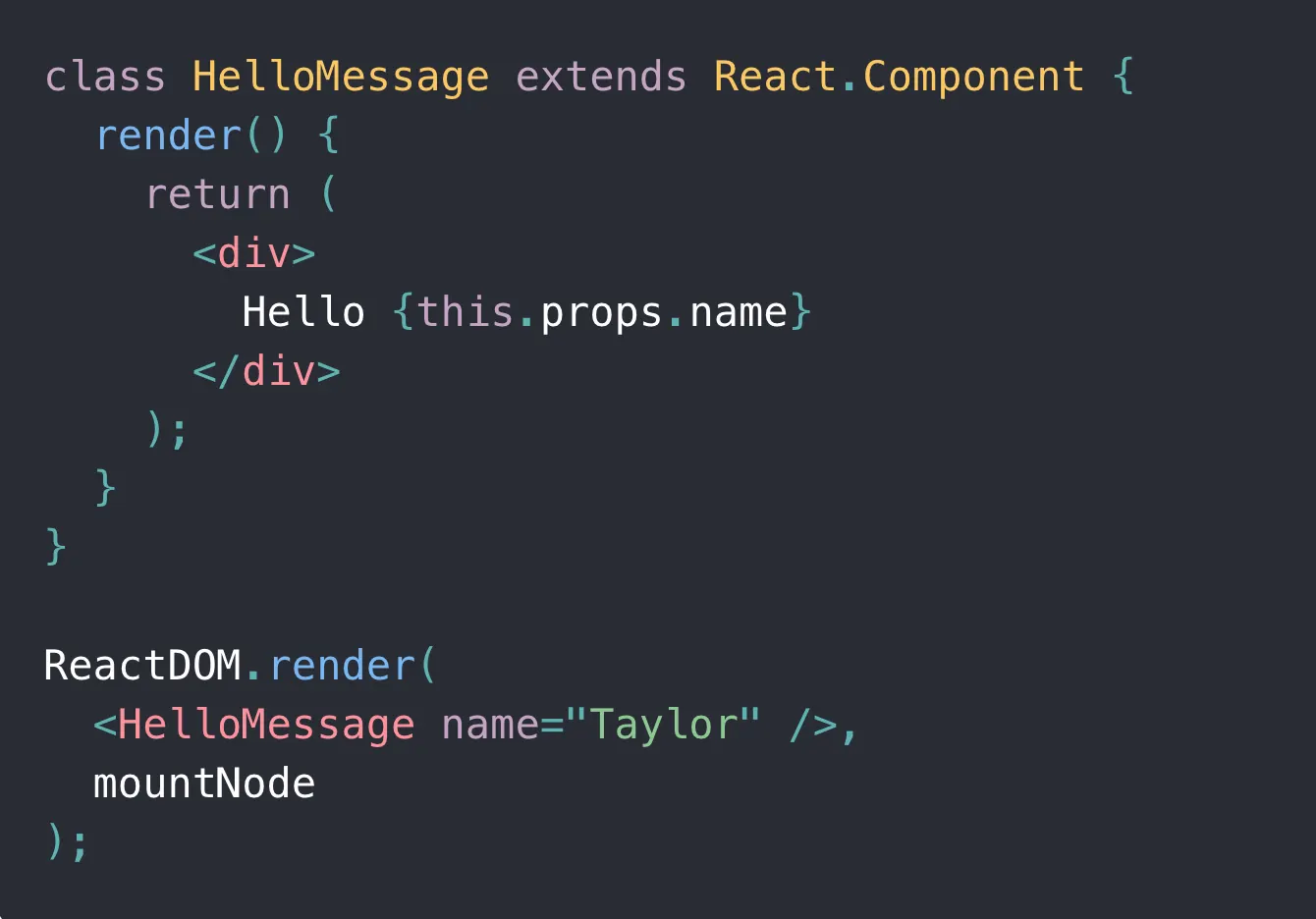 A developer writing React code with a component render