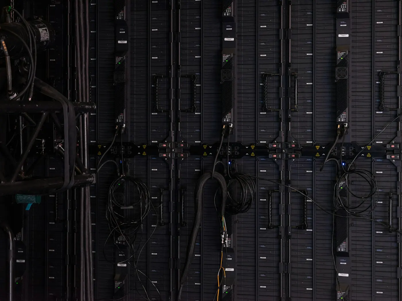 Close-up of a server rack in an office setting