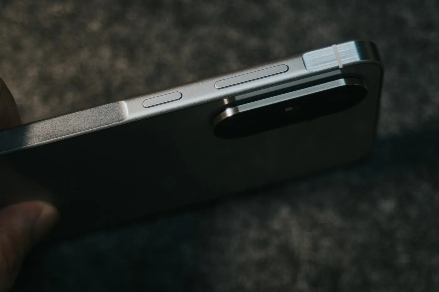 Close-up of a foldable smartphone hinge mechanism