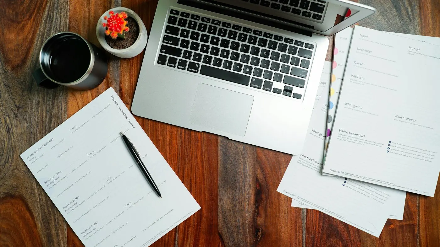 Paperwork and a contract on an office desk