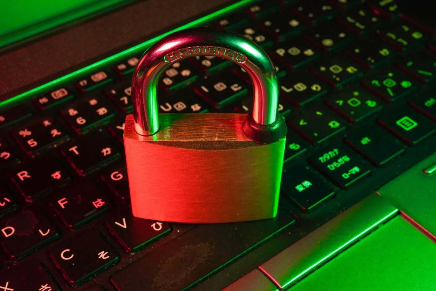 A glowing digital lock icon over abstract data