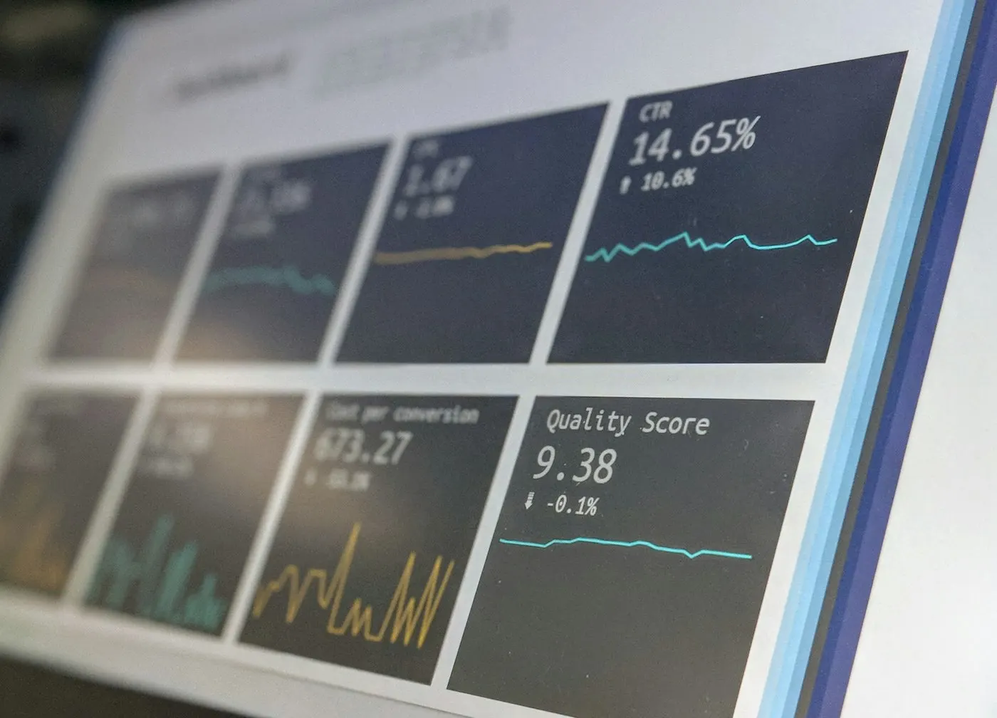 Laptop screen showing a business analytics dashboard