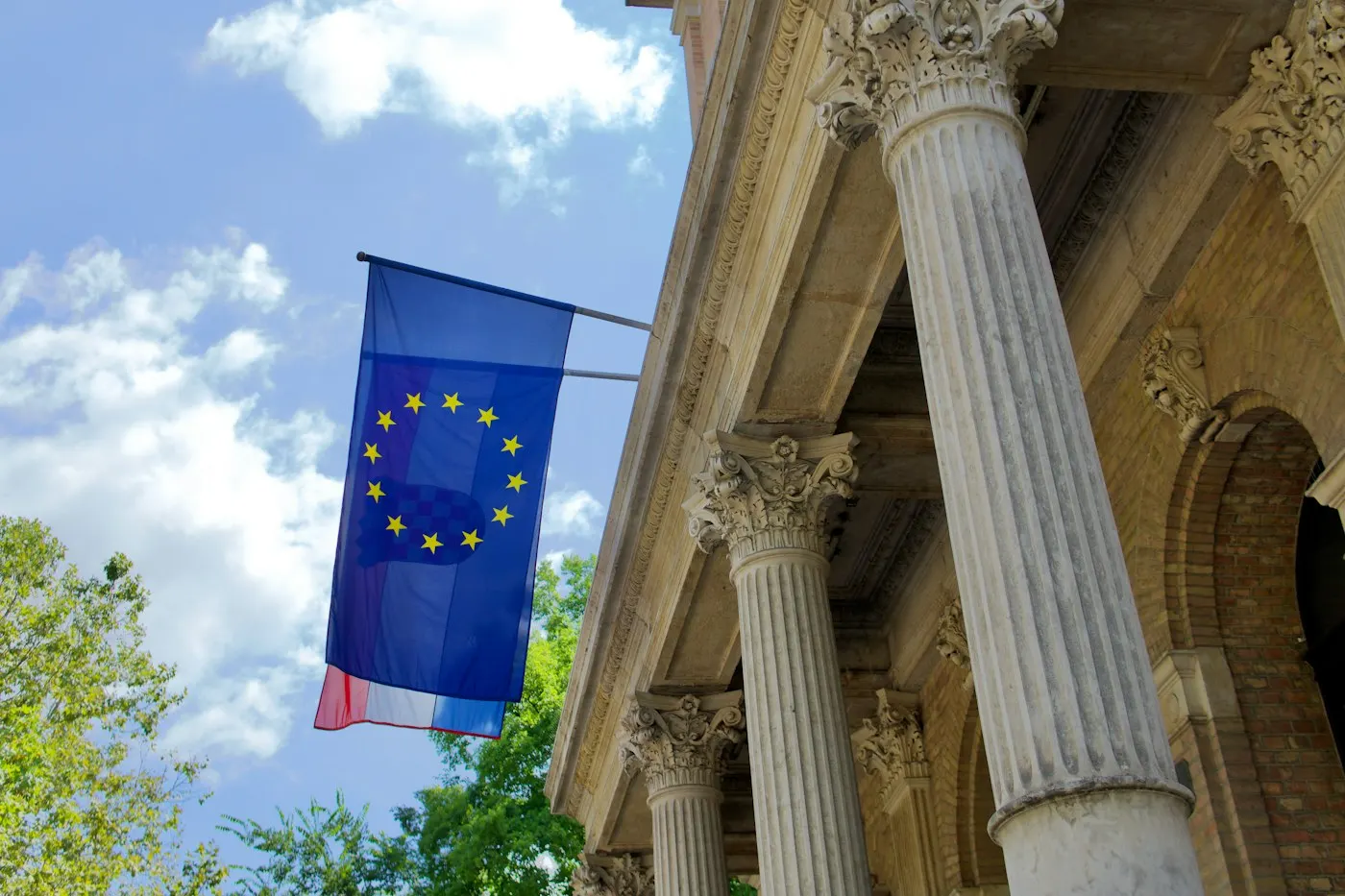 European Union flag outside a government building