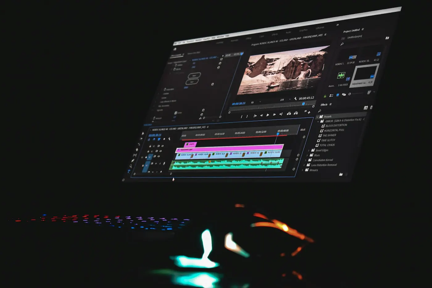 A video editing timeline on a computer screen