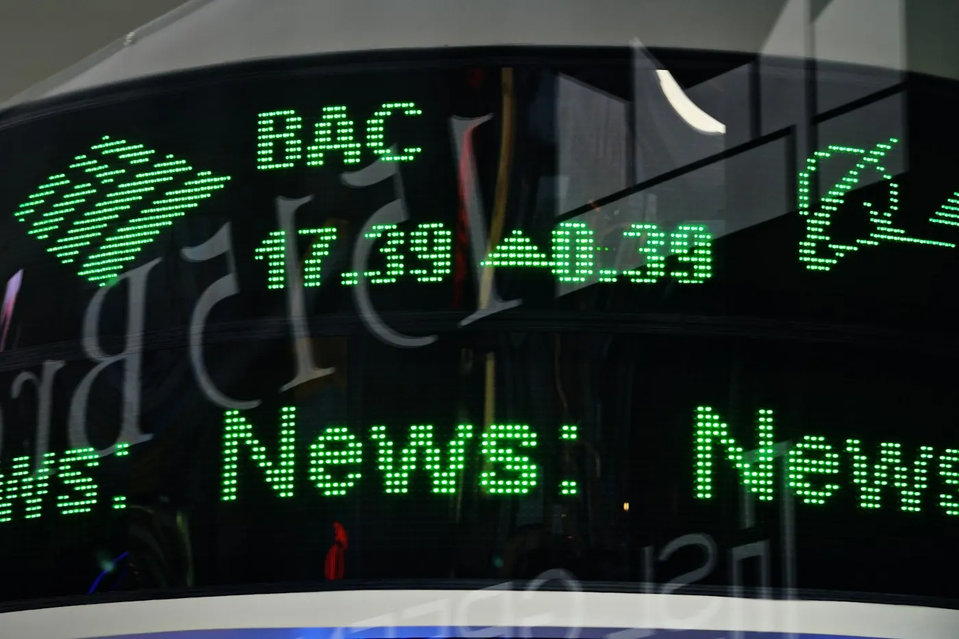 Digital ticker board showing stock price numbers