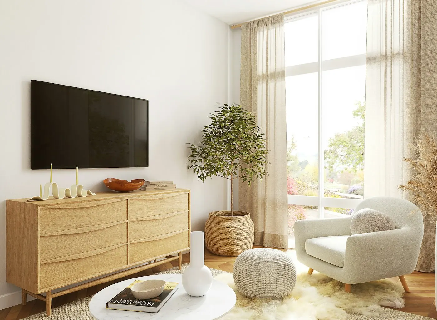 A television screen in a dim living room