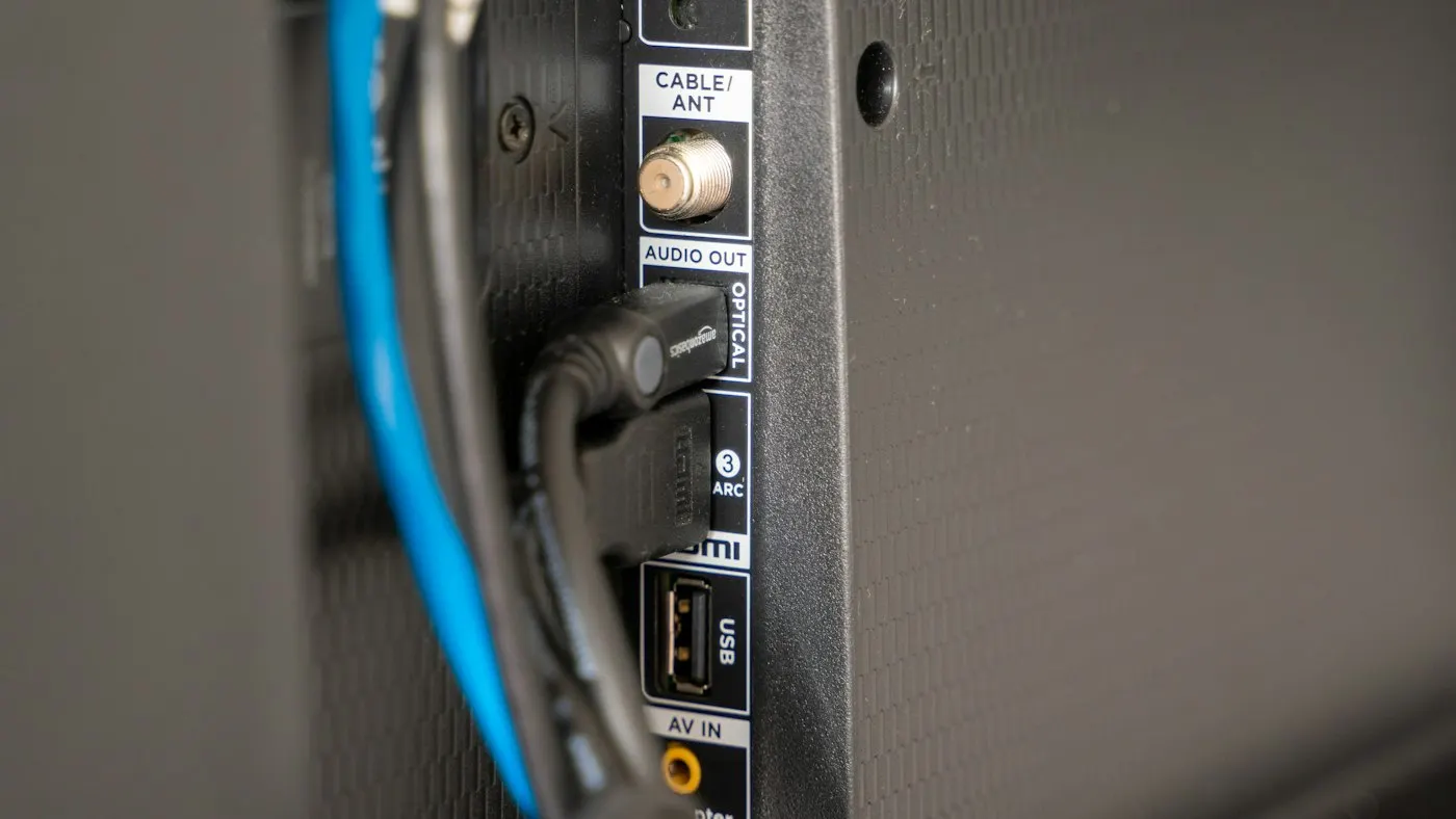 Close-up of an HDMI cable connector