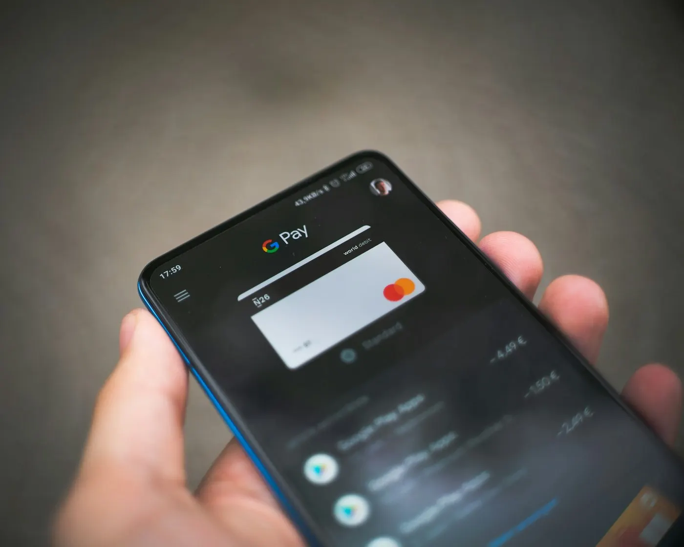 Close-up of a mobile payment screen on a smartphone
