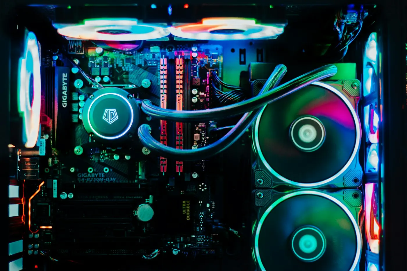 RGB-lit gaming PC tower on a desk
