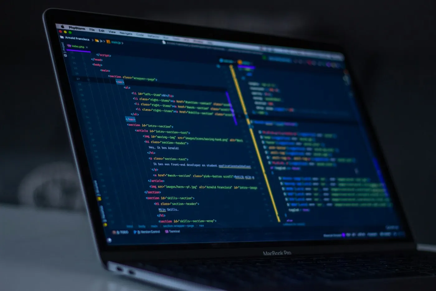 Lines of code displayed on a laptop screen
