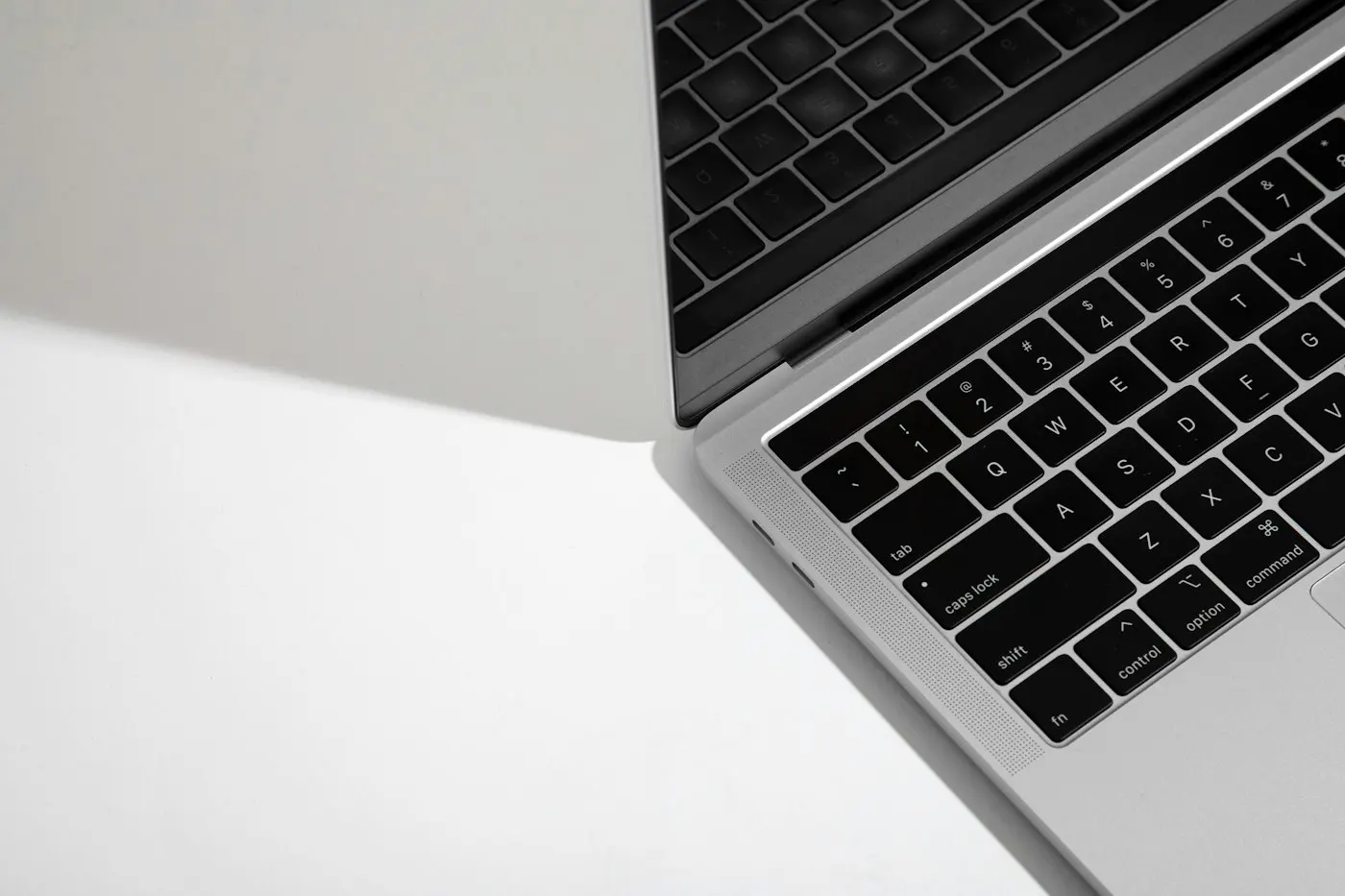 Close-up of a laptop keyboard and trackpad