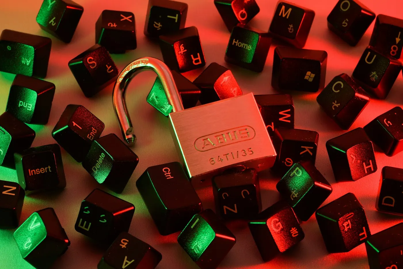 A padlock resting on a computer keyboard symbolizing security