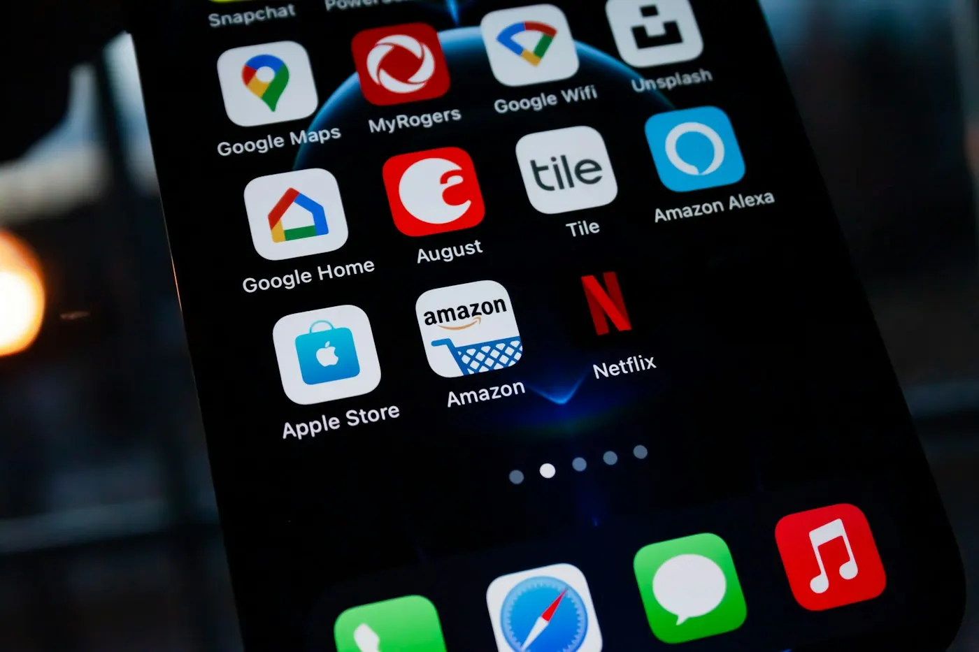 Grid of colorful app icons on a smartphone screen