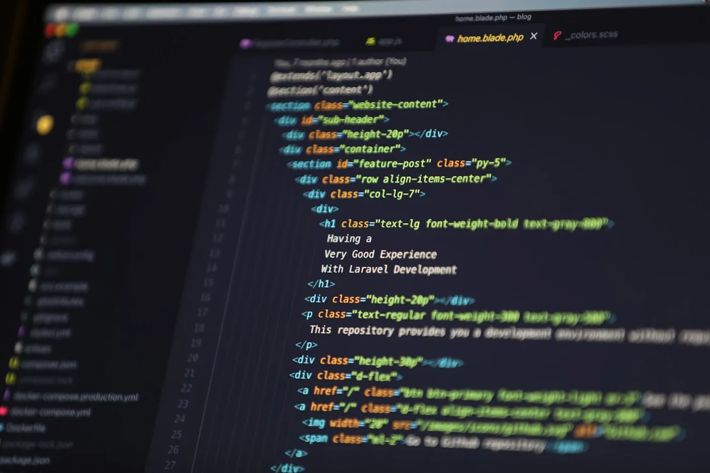 Laptop screen showing lines of code
