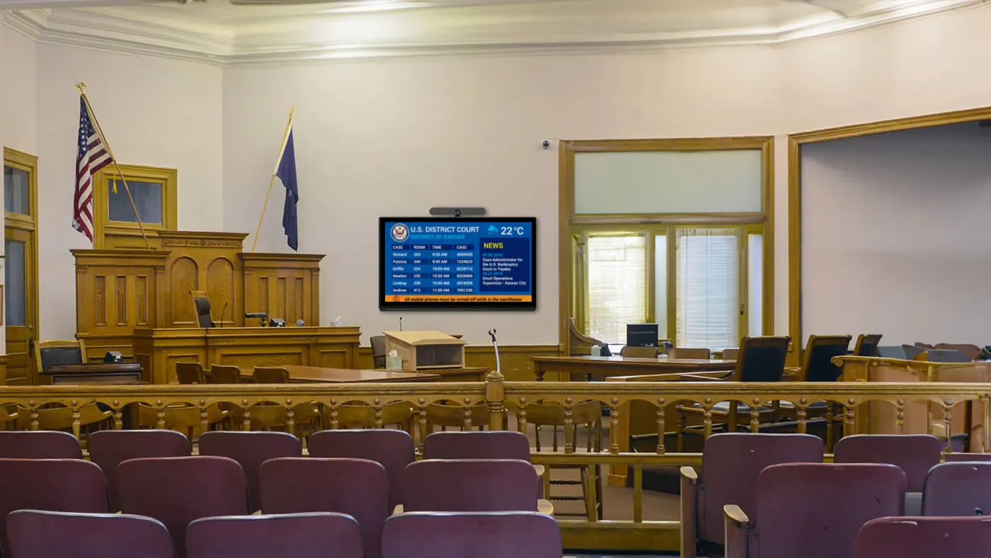 A courtroom gavel beside a digital screen, representing a legal ruling against AI-generated search content.